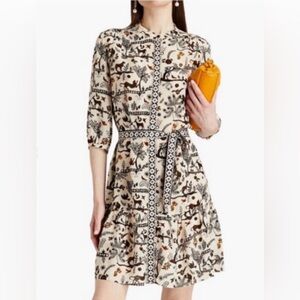 Saloni Tyra jungle print silk shirt dress US size 0